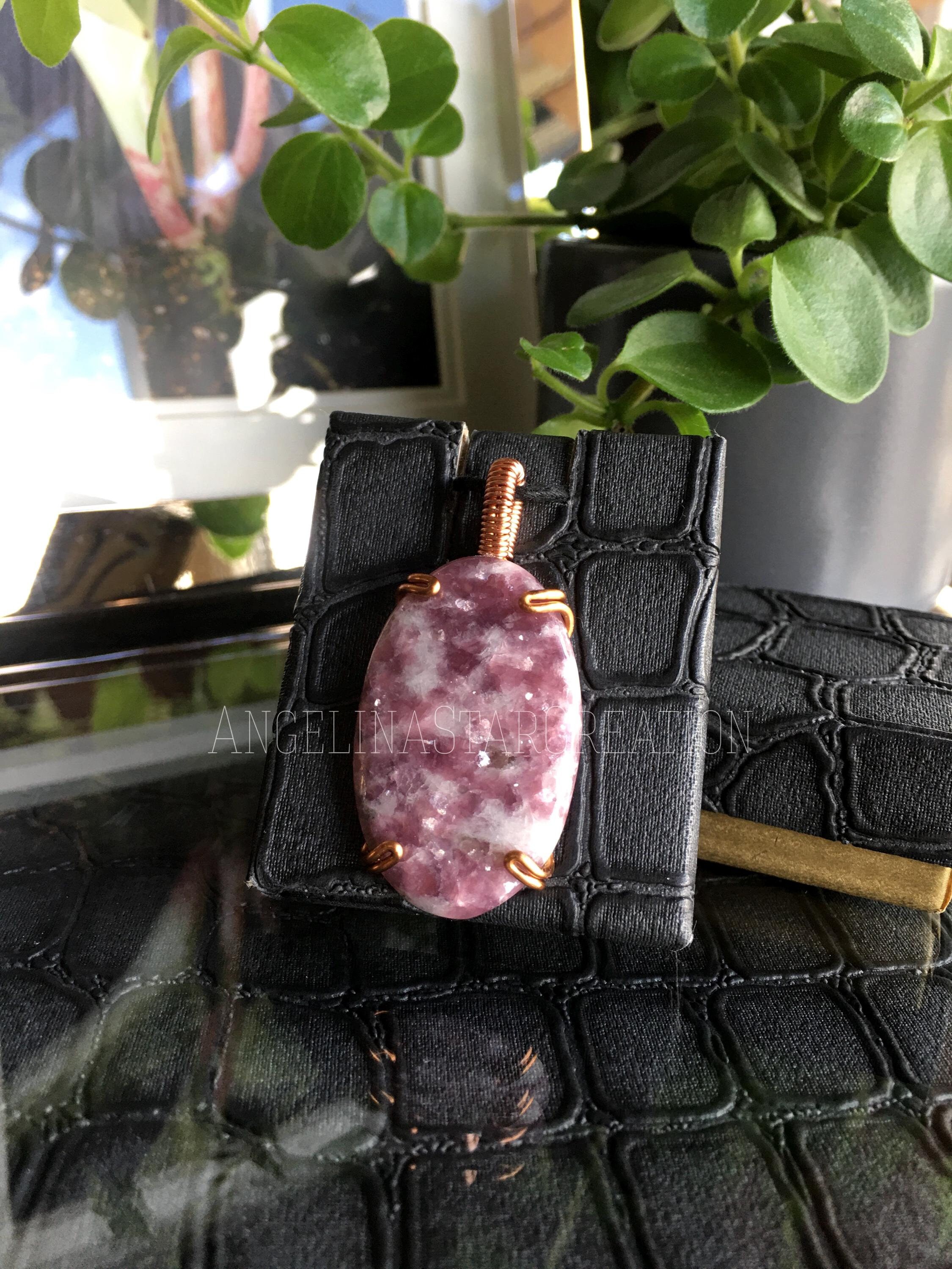 Oval Lepidolite Necklace, Jewelry Gifts