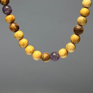 Palo Santo Wood Necklace With Lepidolite Beads Palo Santo Wood Necklace With Lepidolite Beads