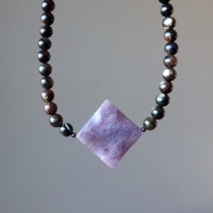 Lepidolite Necklace Purple Spirit Protection Black Mica Lepidolite Necklace Purple Spirit Protection Black Mica