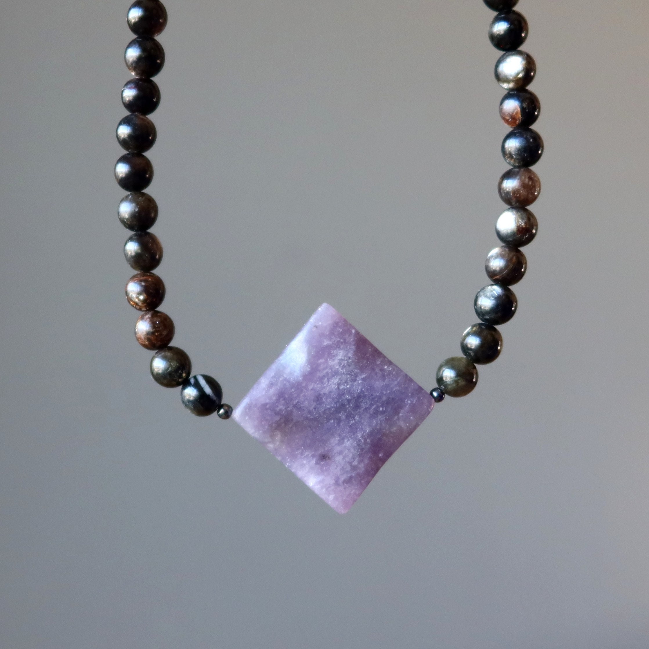 Lepidolite Necklace Purple Spirit Protection Black Mica