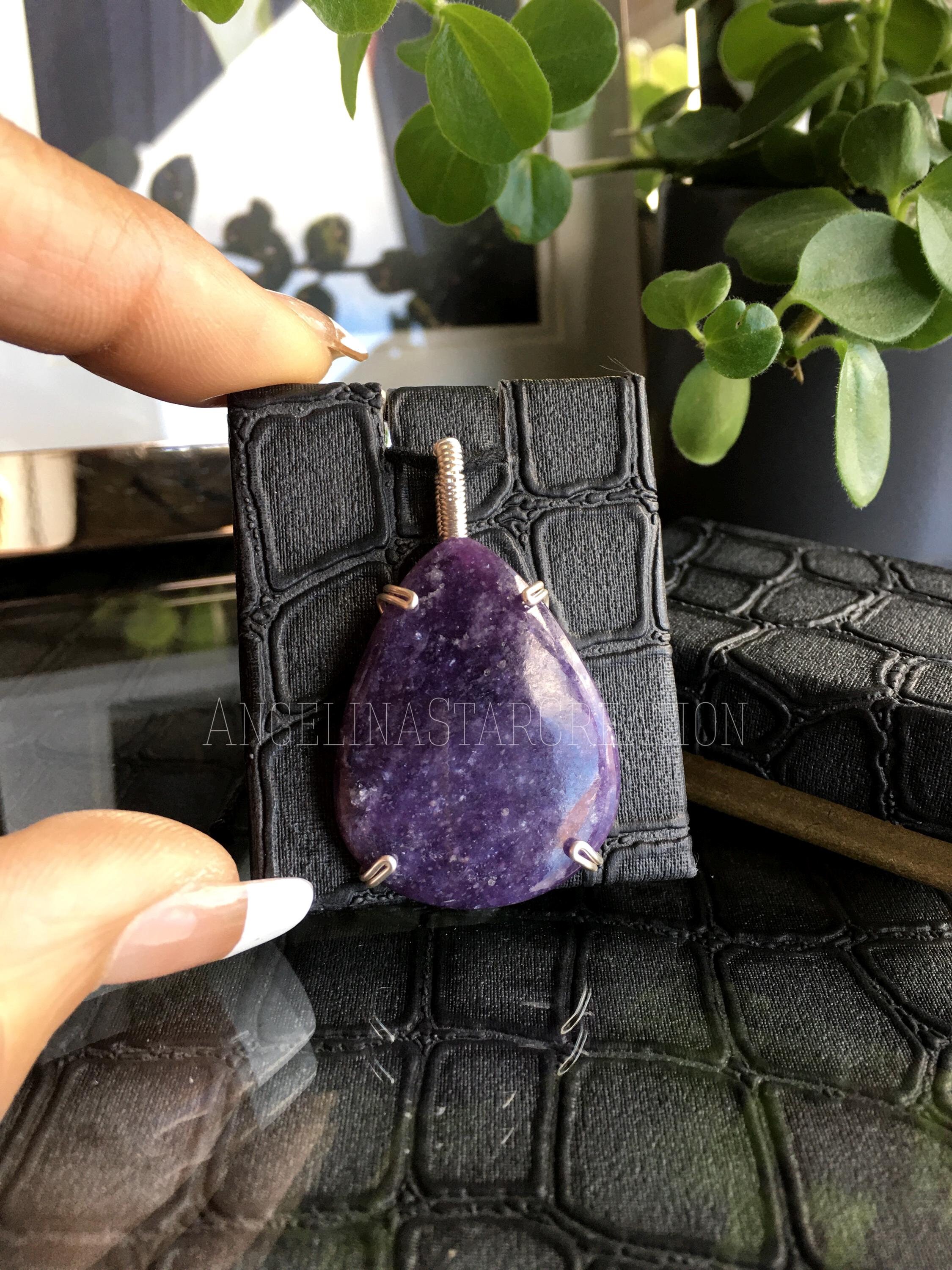 Teardrop Lepidolite Necklace: Handmade Jewelry Gift