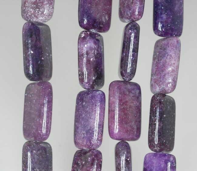 20x12mm Purple Lepidolite Gemstone Grade A Rectangle Loose Beads 8 Inch Half Strand (90187894-666)