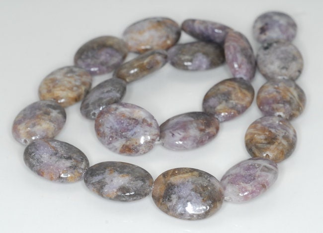 20x15mm Brown Purple Lepidolite Gemstone Grade Ab Oval Loose Beads 15.5 Inch Full Strand (90188229-662)
