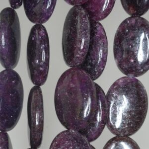 25x18mm Dark Purple Lepidolite Gemstone Grade A Oval Loose Beads 16 Inch Full Strand (90188227-661)