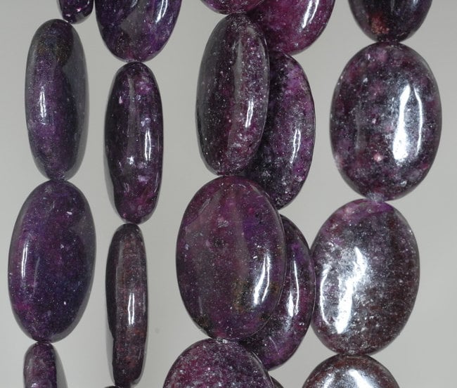 25x18mm Dark Purple Lepidolite Gemstone Grade A Oval Loose Beads 16 Inch Full Strand (90188227-661)