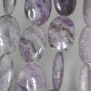 25x18mm White Lepidolite Gemstone Grade Ab Oval Loose Beads 15.5 Inch Full Strand (90188214-663)