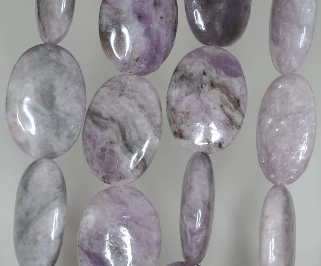 25x18mm White Lepidolite Gemstone Grade Ab Oval Loose Beads 15.5 Inch Full Strand (90188214-663)