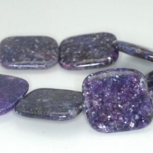 25x25mm Purple Lepidolite Gemstone Grade Aa Square Loose Beads 8 Inch Half Strand (90189435-703c)
