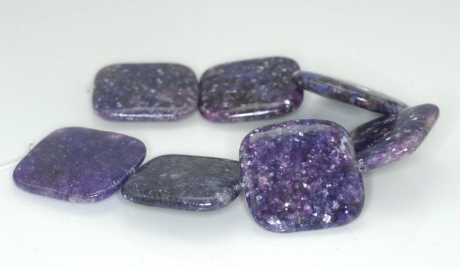 25x25mm Purple Lepidolite Gemstone Grade Aa Square Loose Beads 8 Inch Half Strand (90189435-703c)