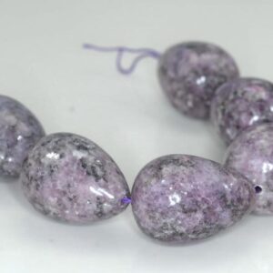 30x22mm Purple White Lepidolite Gemstone Grade Aa Teardrop Loose Beads 7 Inch Half Strand (90187952-707b)