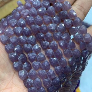 Natural Lepidolite Faceted Heart Shape Gemstone Beads, Size 8.5x8.5 Mm Briolettes Beads, 8 Inches Strand An Amazing Item At Low Price