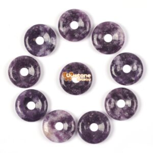 20mm Lepidolite Lithium Mica donut focal pendant bead jewelry making