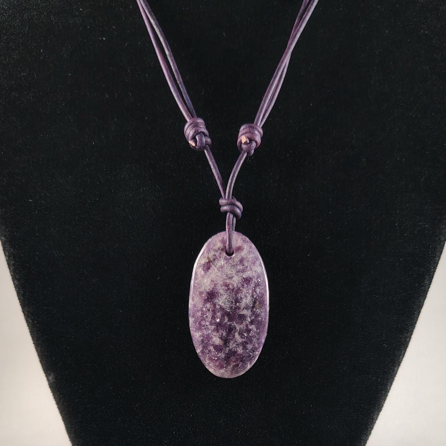 Lepidolite Pendant Adjustable Leather Necklace Handmade By Chris Hay
