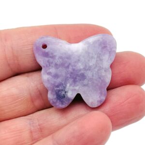 Lepidolite Butterfly Gemstone Pendant - Hole Crystal Jewelry - Crystal Carved Butterfly - Crystal Necklace Healing - Nc1432