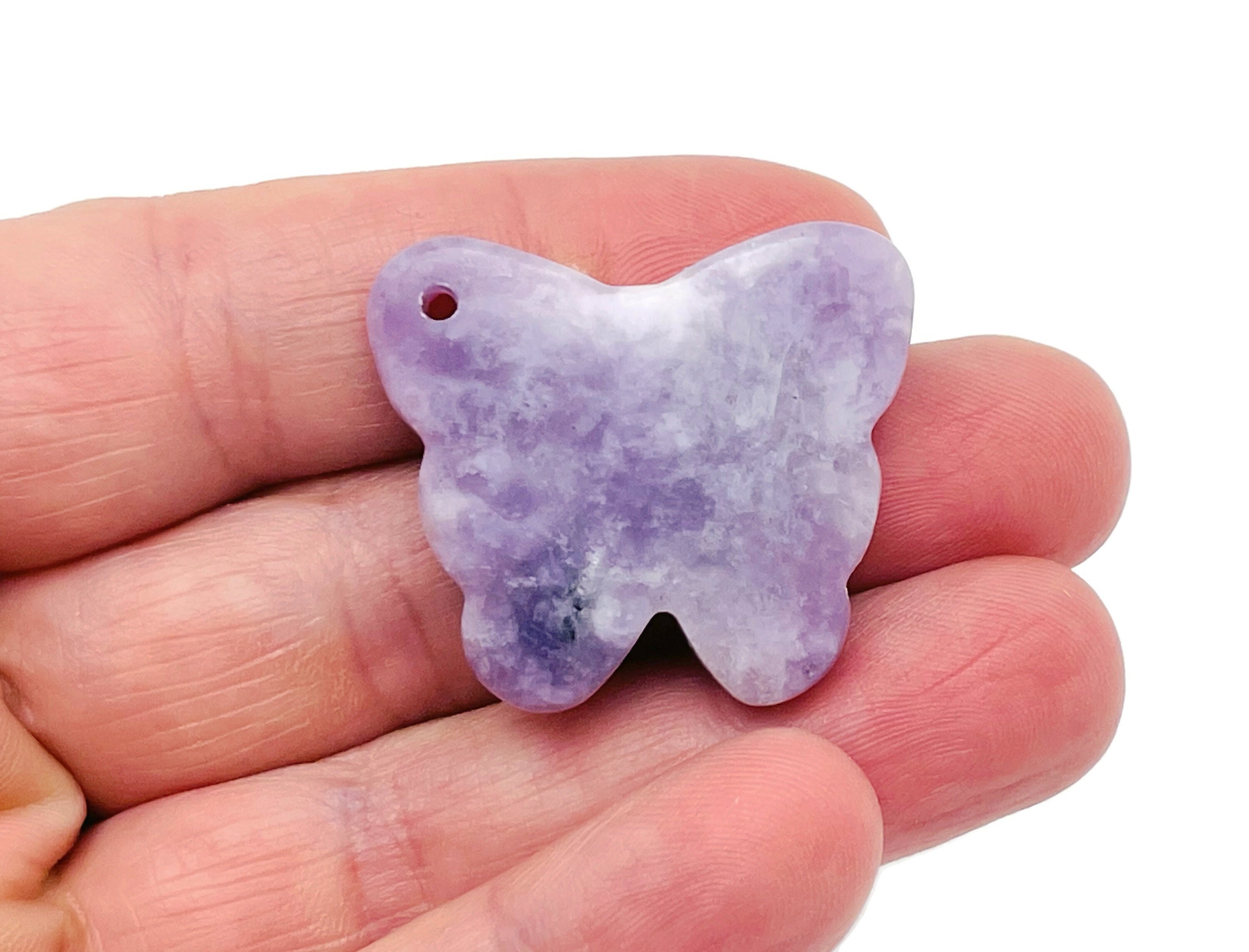 Lepidolite Butterfly Gemstone Pendant - Hole Crystal Jewelry - Crystal Carved Butterfly - Crystal Necklace Healing - Nc1432
