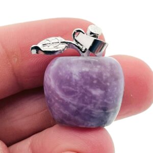Lepidolite Crystal Apple Pendant - Crystals Pendant Healing - Mini Crystal Pendant - Gifts - Nc1839