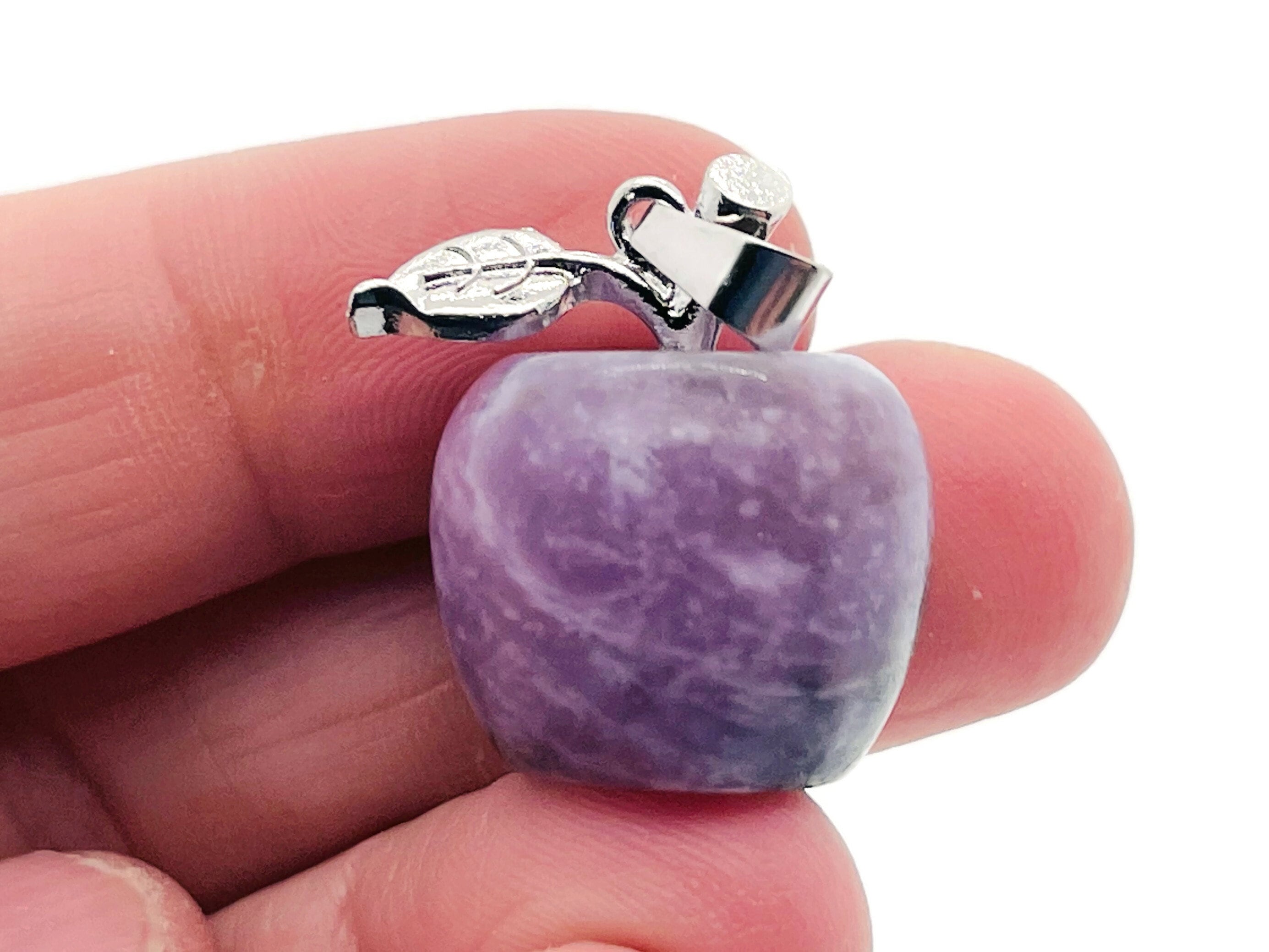 Lepidolite Crystal Apple Pendant - Crystals Pendant Healing - Mini Crystal Pendant - Gifts - Nc1839