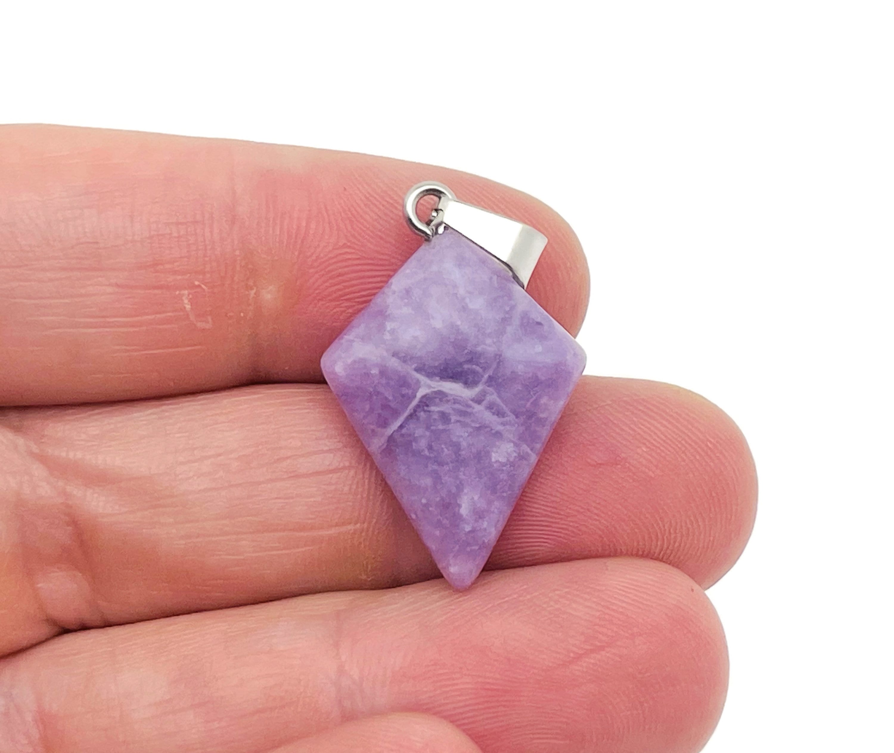 Lepidolite Gemstone For Pendant - Triangle Geometric Gemstone Pendant - Natural Gemstone Jewelry - For Women Lucky Pendant - Nc1346