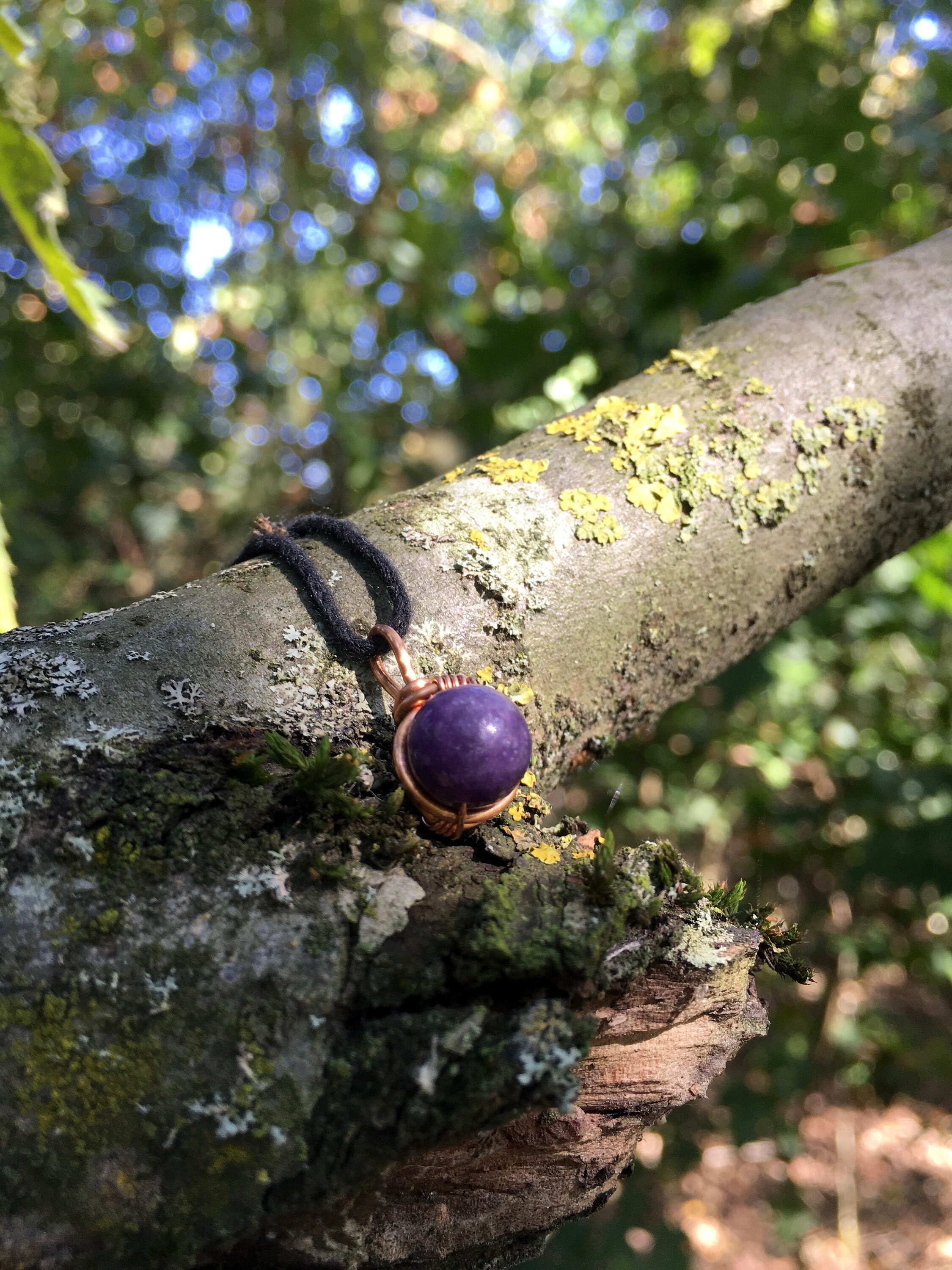 Lepidolite Gemstone Pendant Necklace, Box