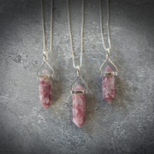 Genuine Lepidolite Point Pendant in Sterling Silver •  Crystal Gemstone Points Sterling Silver • Healing Crystal • Gift for Crystal Lover