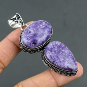 Handmade Lepidolite 925 Sterling Silver Pendant: Vintage Gemstone Jewelry