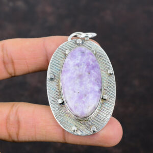 Handmade Lepidolite Pendant: 925 Sterling Silver Gemstone Jewelry