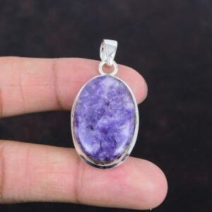 Lepidolite Pendant: Handmade 925 Sterling Silver Gemstone Jewelry