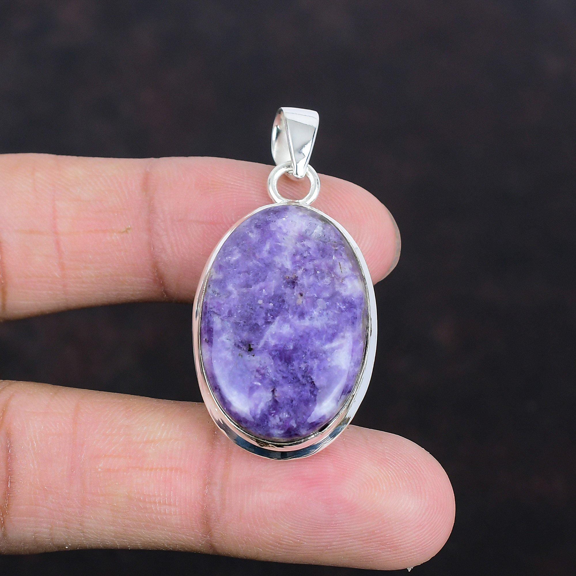 Lepidolite Pendant: Handmade 925 Sterling Silver Gemstone Jewelry