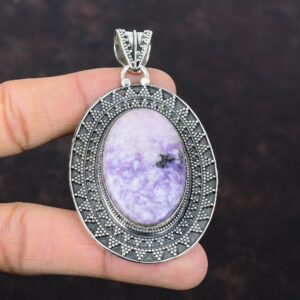 Handmade Lepidolite 925 Sterling Silver Pendant: Vintage Gemstone Jewelry