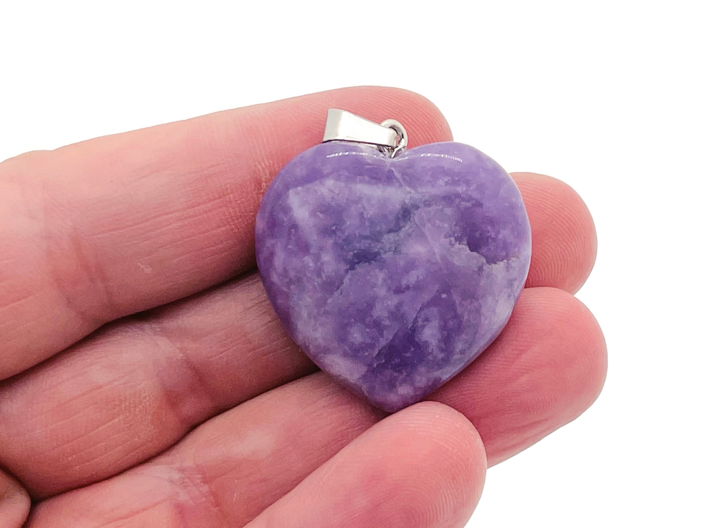 Lepidolite Heart Crystal Pendant - Crystal Pendant - Lepidolite Charms - Loose Stone - Reiki Crystal - Nc1138