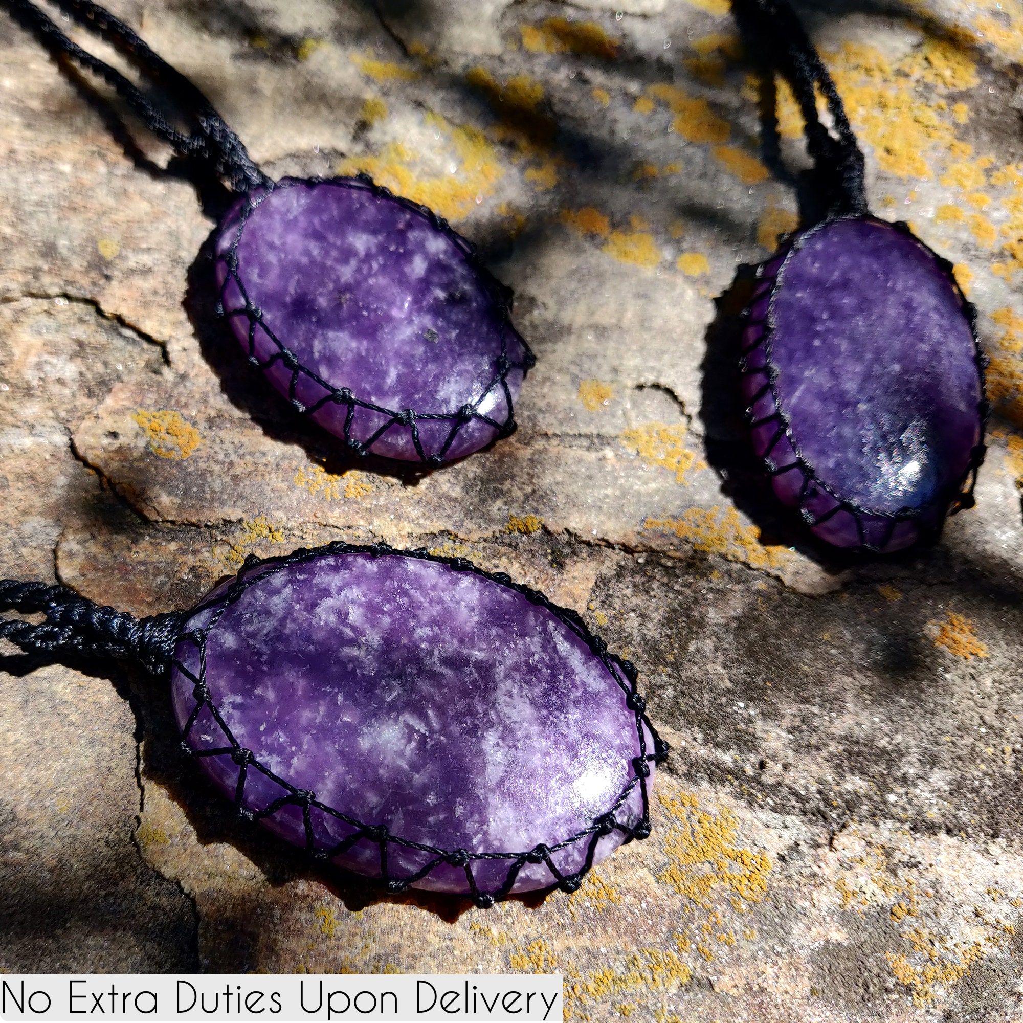 High Quality Lepidolite Necklace For Women And Men, Purple Gemstone Pendant, Anxiety Relief Stone & Healing Crystal Jewelry, Self Care Gift