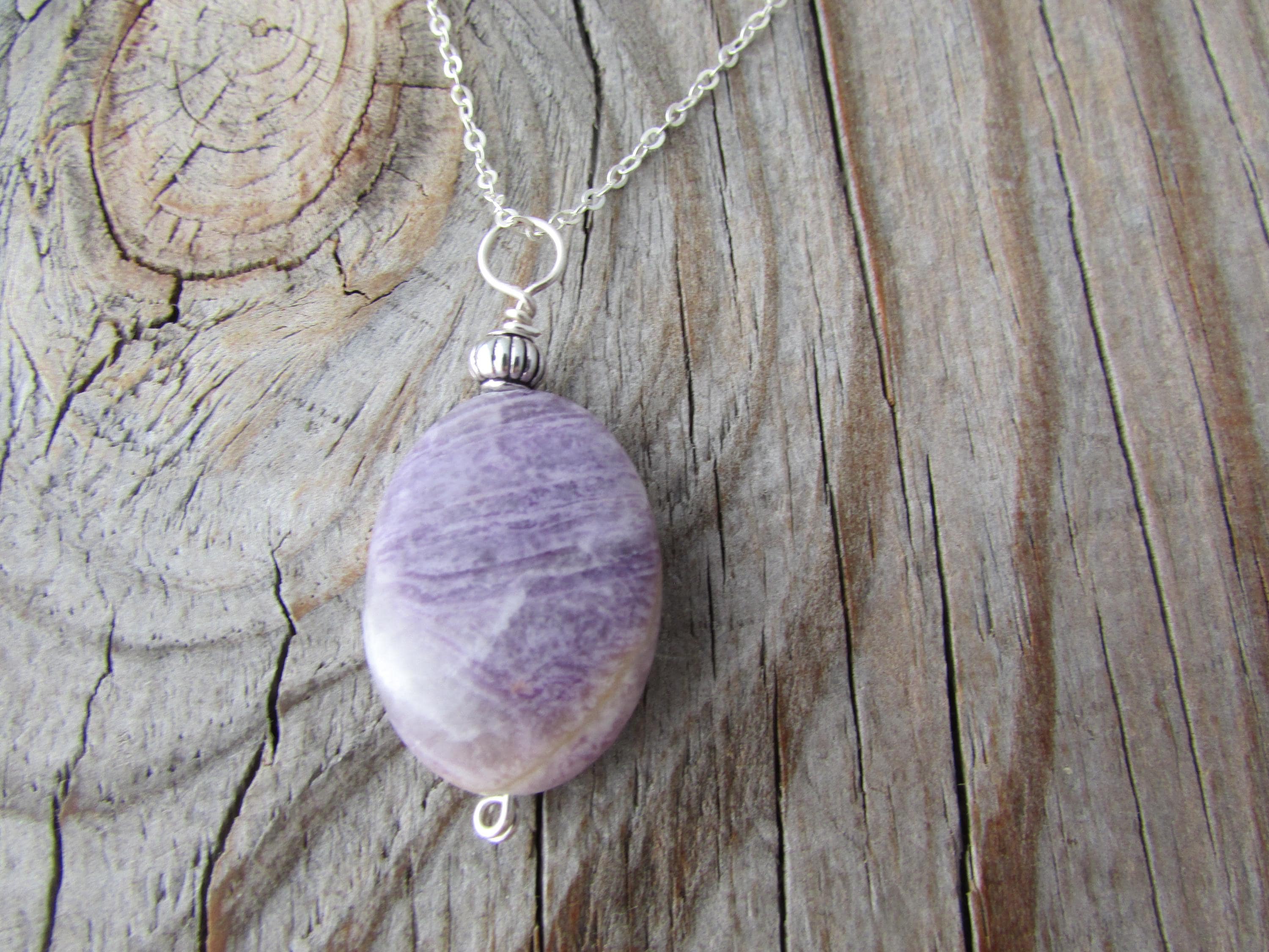 Lepidolite Pendant, Large, Simple Stone Necklace, Purple Lepidolite Lepidolite Pendant, Large, Simple Stone Necklace, Purple Lepidolite