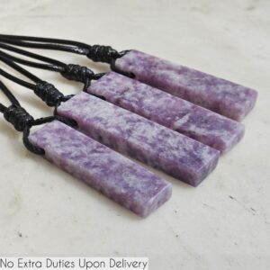Lavender Lepidolite Pendant, Light Purple Crystal Bar Necklace, Spiritual Jewelry- Meditation Accessories & Anxiety Relief Items
