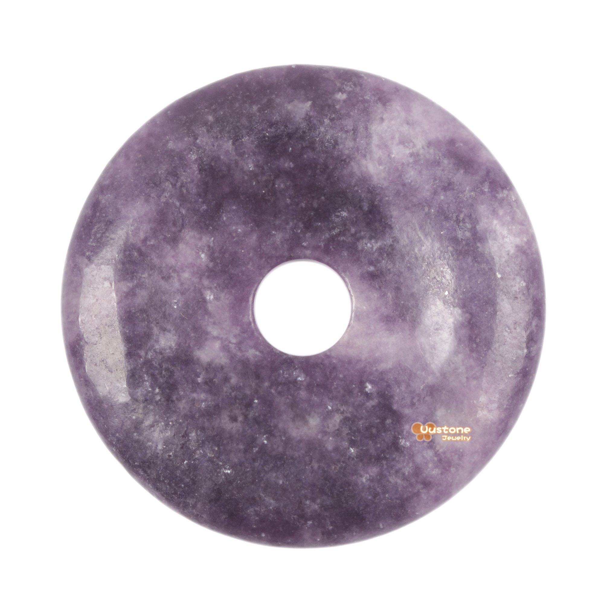 Lepidolite Lithium Mica 50mm Peace Donut Disc Lucky Coin Pendant Crystal Circle Beads Forjewelry Making