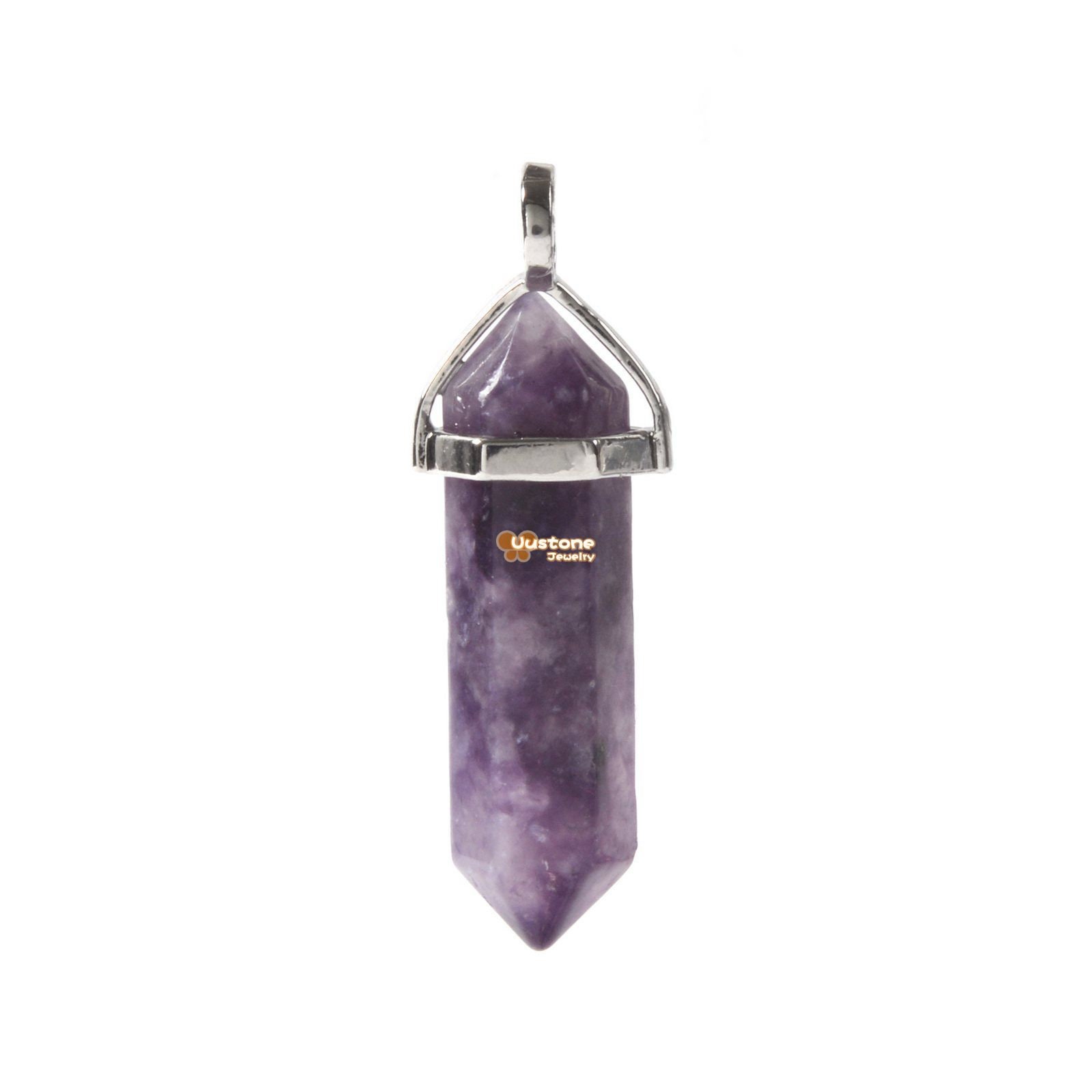 Lepidolite Lithium Mica  Healing Hexagonal Point Pendant Focal Bead