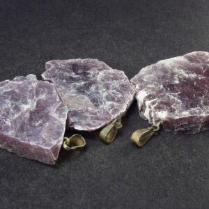 Lot Of 3 Lepidolite Mica Crystal Pendants From Brazil