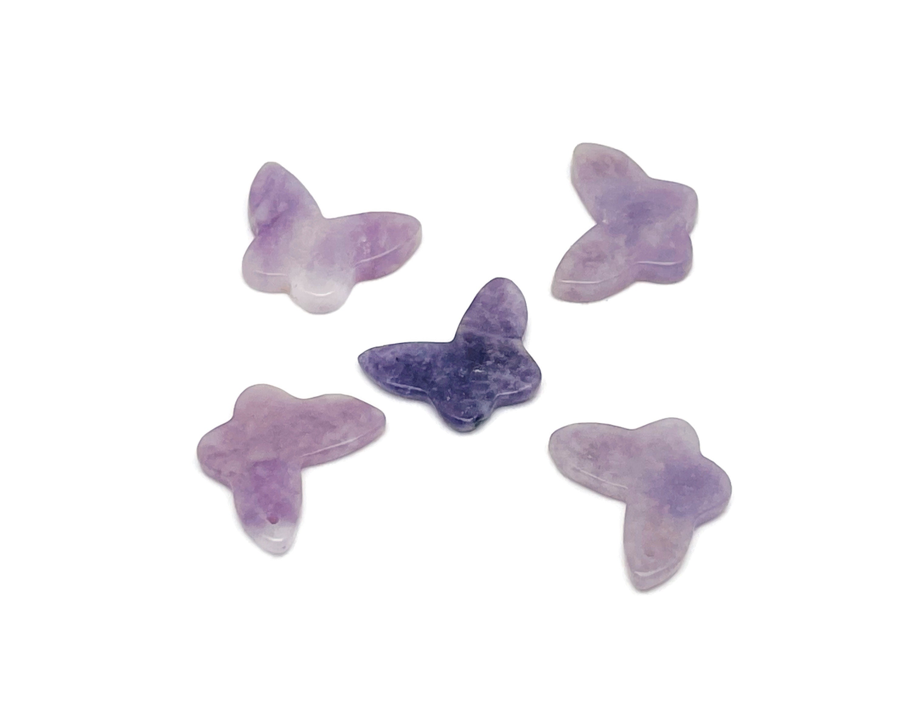 Lepidolite Mini Butterfly Gemstone Pendant - Hole Crystal Jewelry - Crystal Carved Butterfly - Crystal Necklace Healing - Nc1418