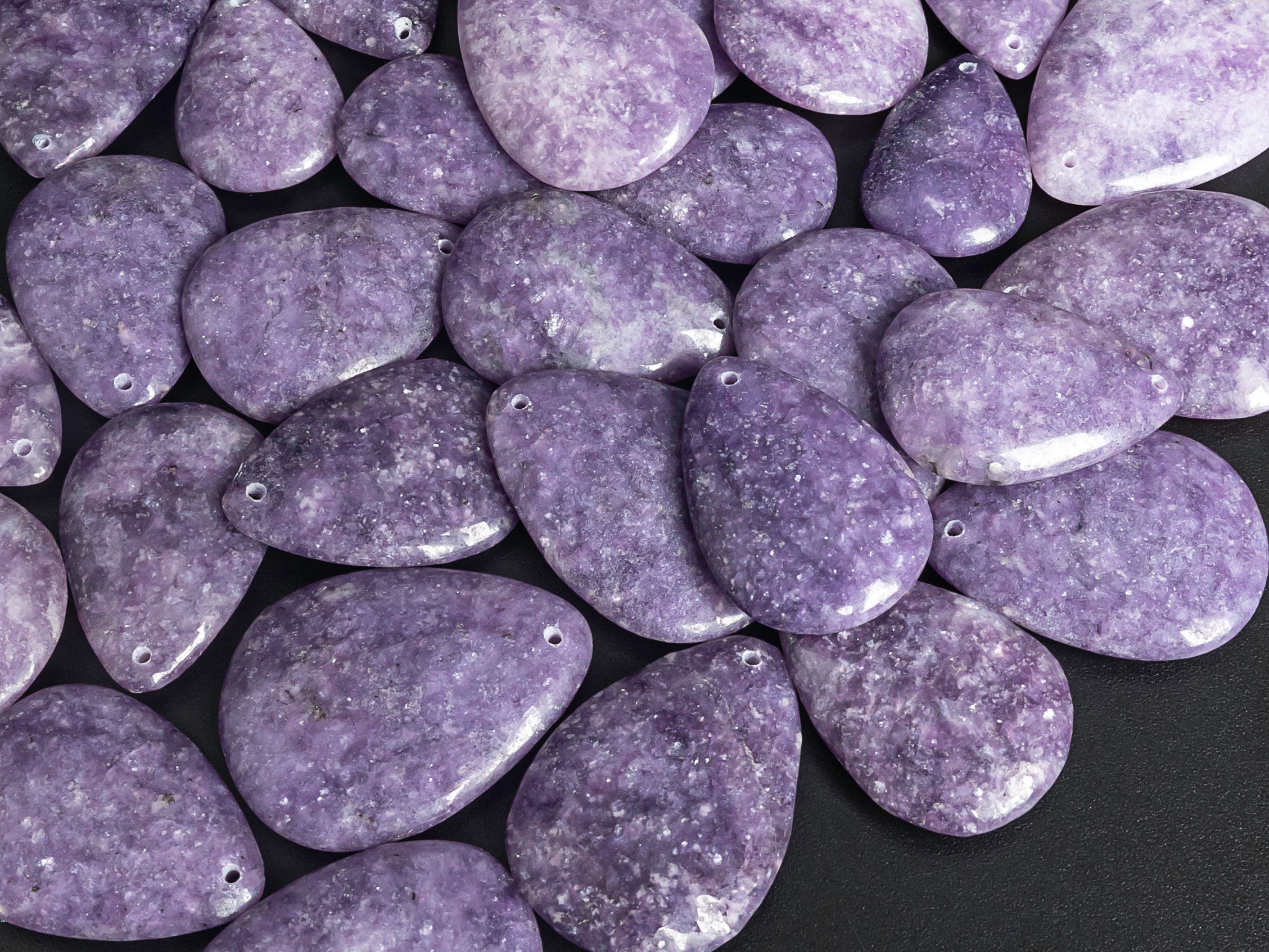 Natural Purple Lepidolite Pendant-teardrop Shape Lepidolite Top Drilled Cabochon Pendant