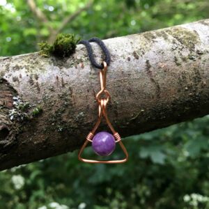Lepidolite Pendant Necklace: Handmade Copper Wire Wrapped Jewelry