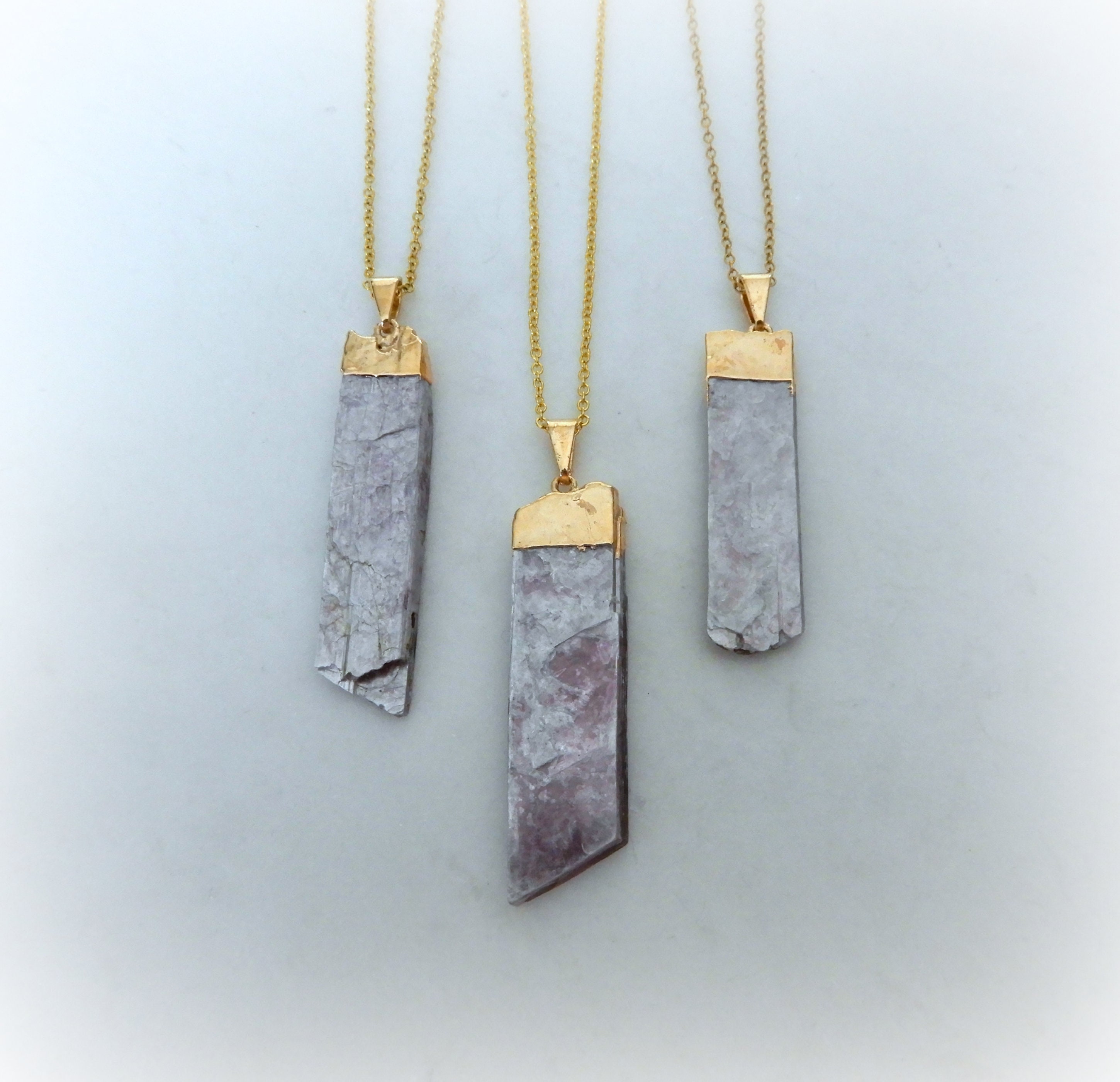 Lepidolite Necklace • Natural Lavender Stone • Gemstone Necklace • Lilac Stone Pendant • Healing Crystal Necklace • Affordable Gift