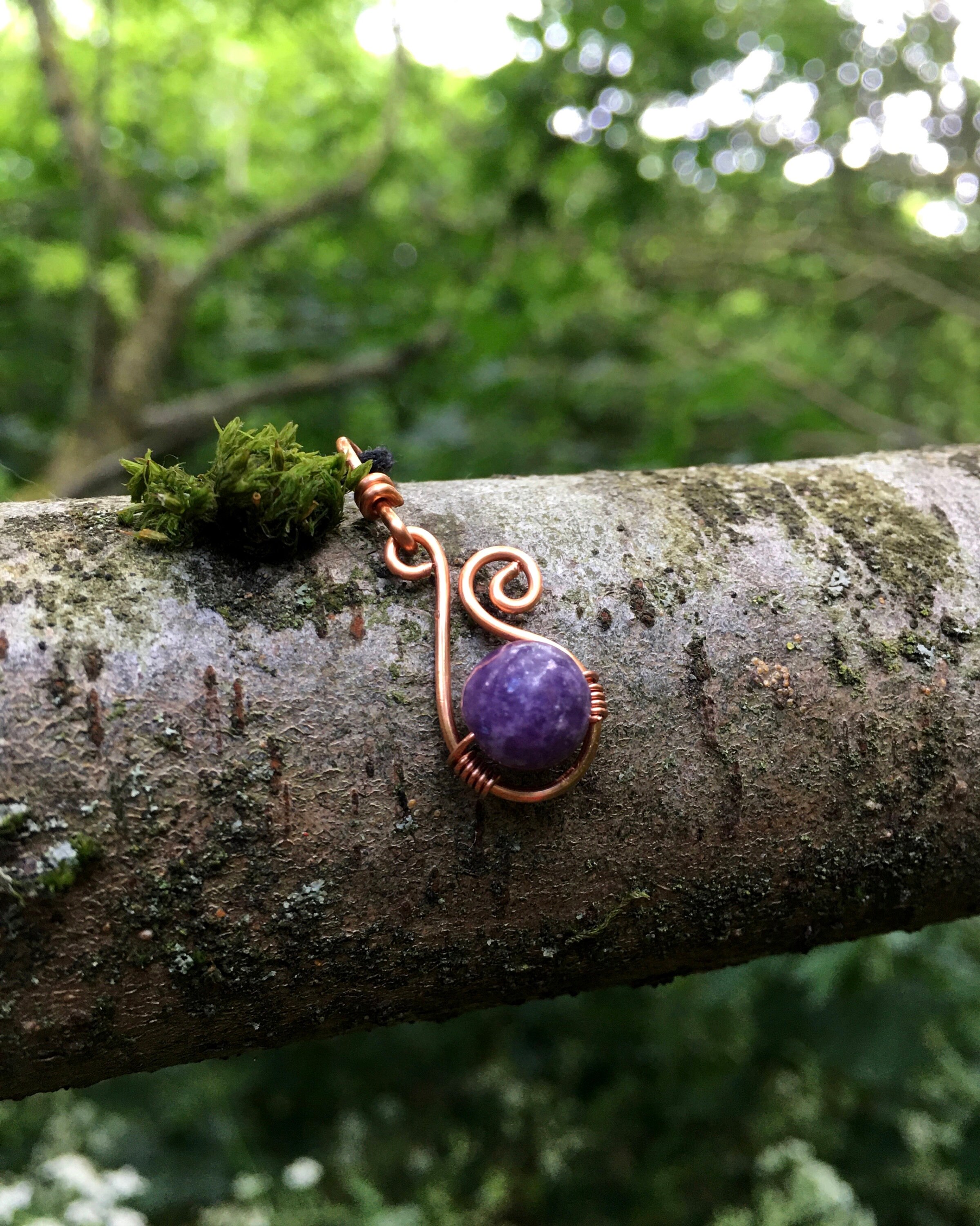 Lepidolite Pendant Necklace, Purple Gemstone Jewelry