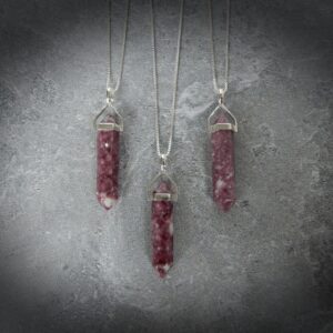 Lepidolite Necklace Sterling Silver • Lepidolite Pendant • Genuine Lepidolite • Sterling Silver Gemstone Points • Healing Gemstone