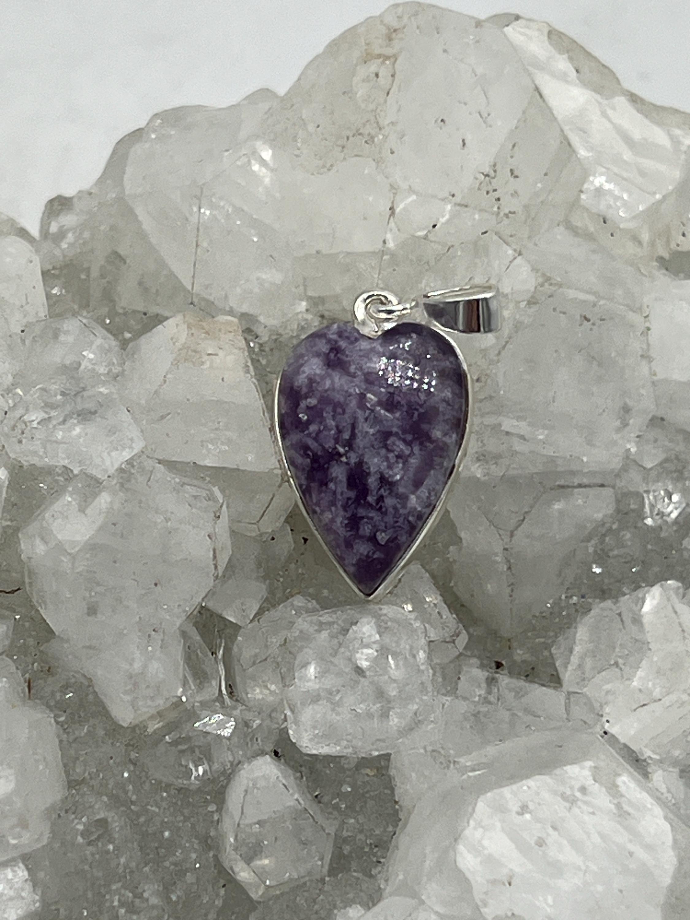Petite Purple Lepidolite Heart Pendant