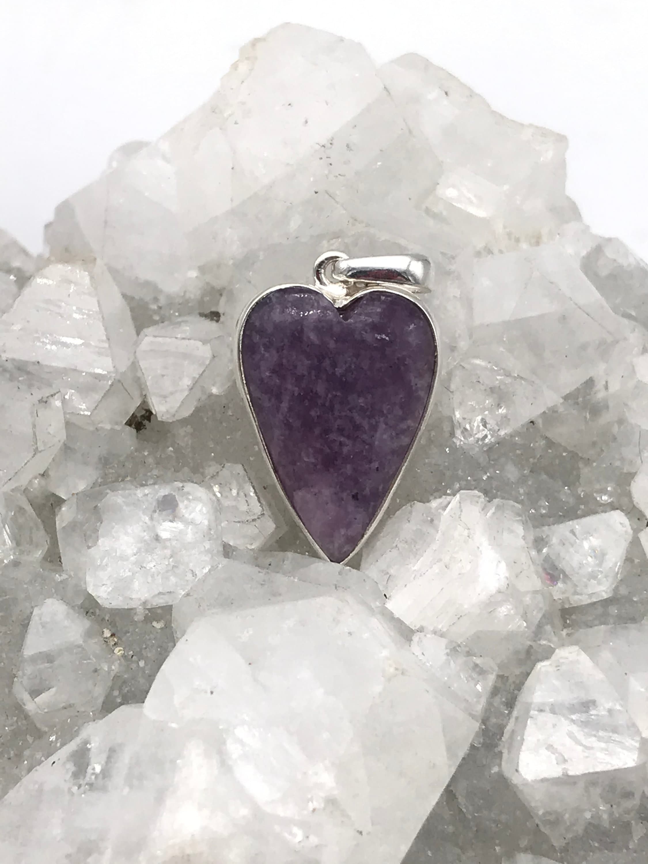 Petite Purple Lepidolite Heart Pendant