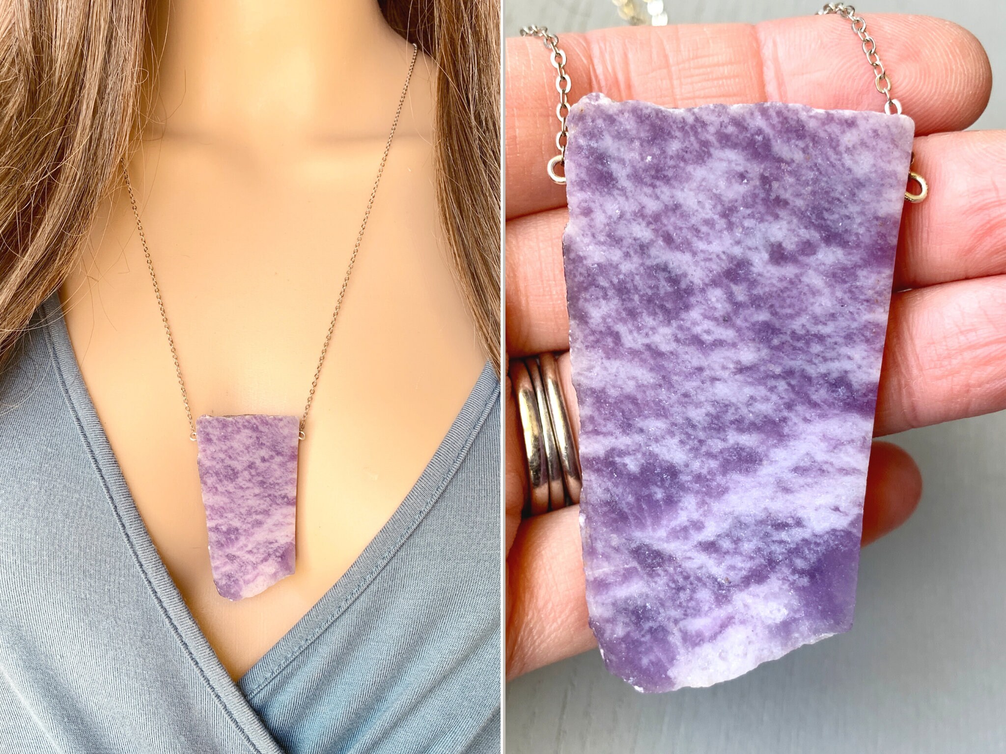 Raw Lepidolite Necklace Gold Filled, Sterling Silver Purple Crystal Necklace, Empath Protection Stone Lepidolite Crystal Pendant Exact Stone Raw Lepidolite Necklace Gold Filled, Sterling Silver Purple Crystal Necklace, Empath Protection Stone Lepidolite Crystal Pendant Exact Stone