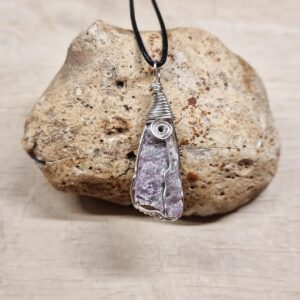 Raw Lepidolite Pendant. Purple Silver Plated Wire Wrapped Necklace. Reiki Jewelry Uk. Libra Jewelry