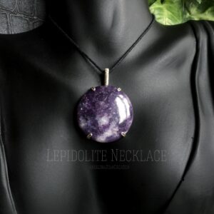 Round Lepidolite Pendant Necklace: Elegant Stone Jewelry