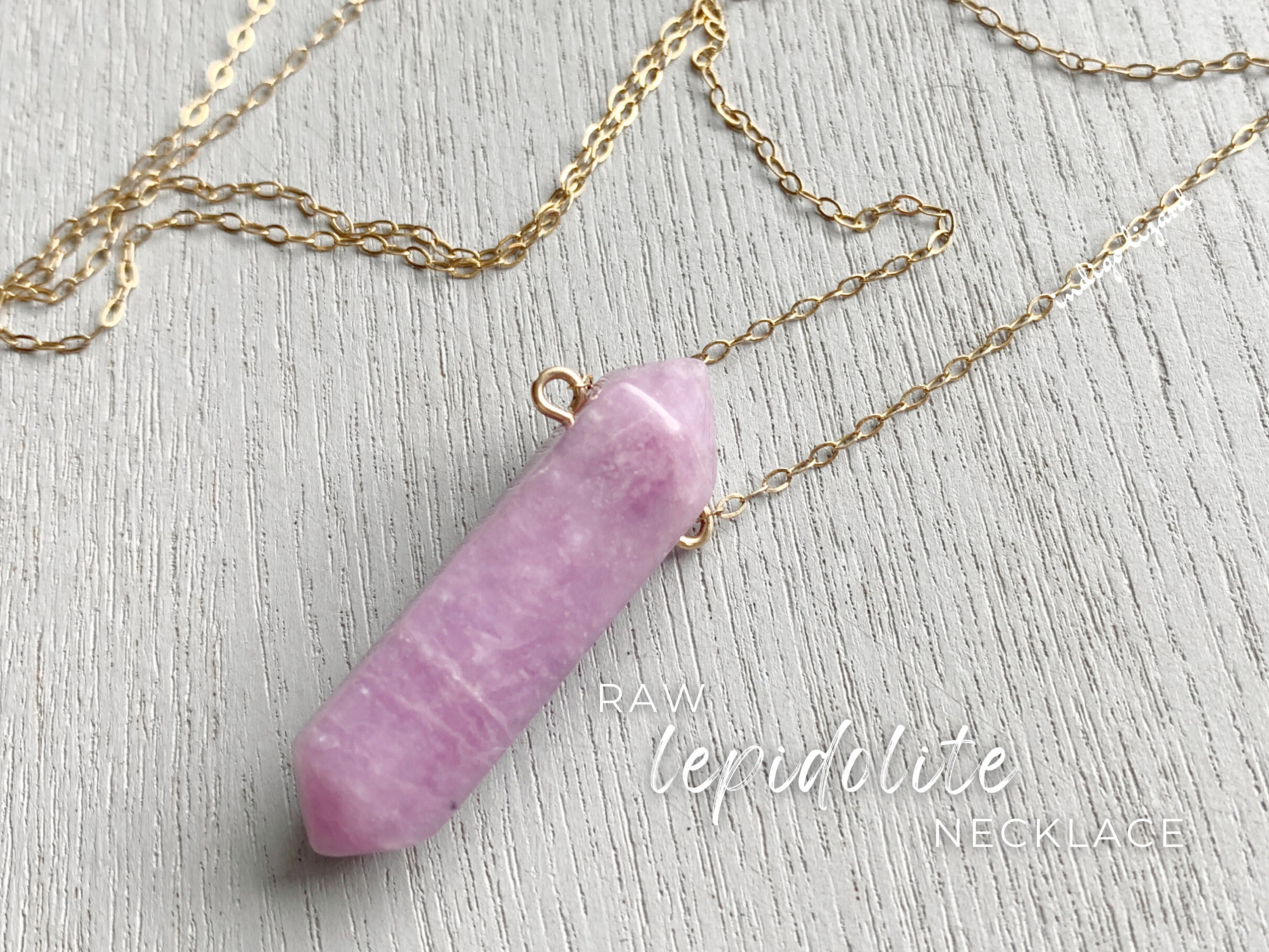 Lepidolite Stone Double Point Crystal Pendant For Women, Raw Crystal Necklace, Boho Wedding Necklace, Bohemian Gifts For Mom, Daughter, Wife