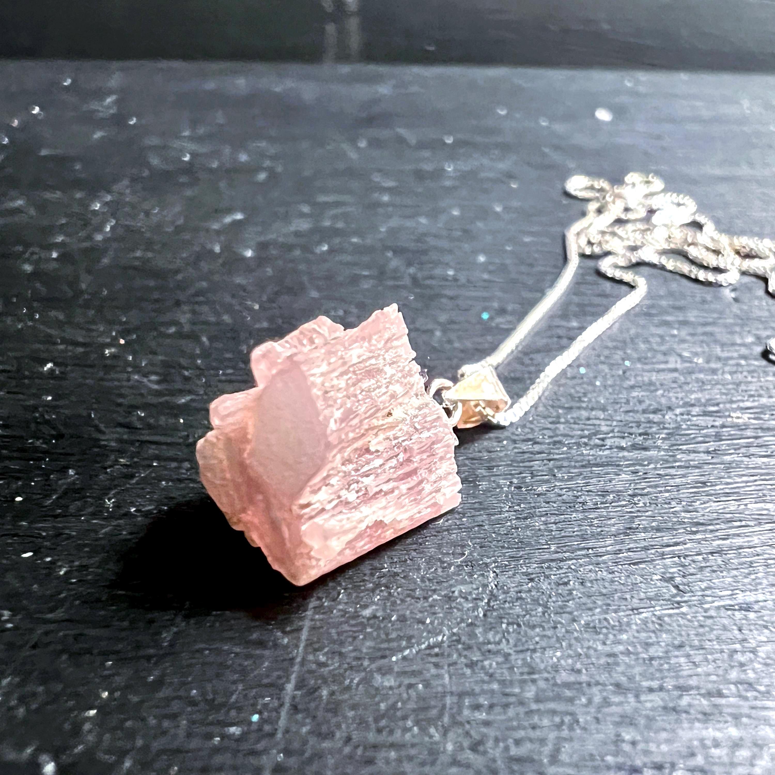 Tiny! Raw Lithium Lepidolite Pendant 0.7 Inches