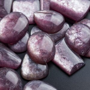 Top Drilled Cabochon Different Teardrop Shape Stone Pendant - Genuine Natural Purple Lepidolite